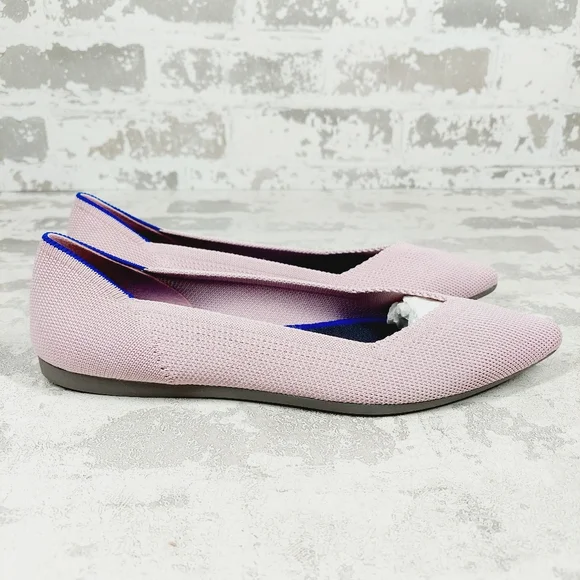 New Rothy's The Flat Pink Knit Pointy Toe Slip On Loafers W1007